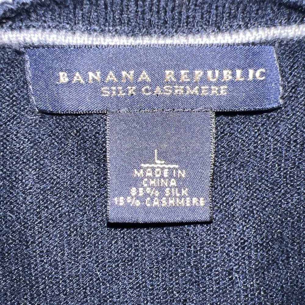 Banana Republic Silk Cashmere Sweater‎ Men's L Blue Navy V-Neck